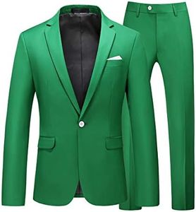 UNINUKOO Mens Suit Slim Fit 1 Button 2 Piece Wedding Party Holiday Solid Color Tux Suits for Men US Size 34 Apple Green