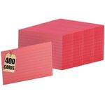 1InTheOffice Index Cards Ruled, Red Index Cards 3X5, 100 Pieces, 4 Pack