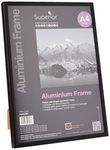 Stewart Superior A4 Brushed Aluminium Picture Frame with Perspex Safety Glass - Black