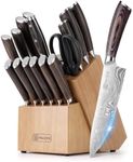 PAUDIN 17-Piece Kitchen Knife Set with Block & Sharpener for Home Cooks