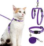 PAWCHIE Cat Harness with Leash and Collar Set - Escape Proof Adjustable Cat Harness Glow in The Dark for Kitty Outdoor Walking