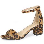 Bella Marie Jean Women's Strappy Open Toe Block Heel Sandals, Leopard, 5.5 UK