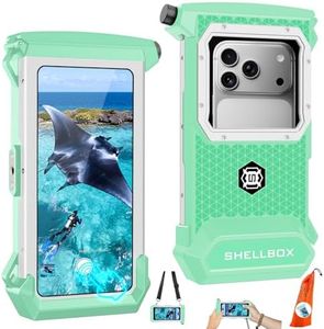 100FT/30M Diving Phone Case, Full Touchscreen Underwater Housing for iPhone 17/16/15/14/13/12 Pro Max & Samsung Galaxy S24/S23/S22/S21, IPX8 Scuba Photo/Video Waterproof Case (Gen 5, Teal Silver)