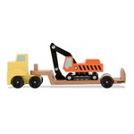 Melissa and Doug Trailer and Excavator Wooden Vehicle Set (3 Pcs)