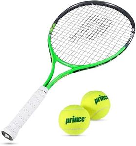 Prince - Tennis Racket Junior with Cover, Lightweight Youth Tennis Racquet Set with 2 Tennis Balls, Balanced Frame, Comfort Grip Handle for Kids & Beginners (25 Inch, Green)