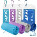 4 Packs Cooling Towels(40"x12"), Soft Breathable Cooling Towels for Neck and Face with Waterproof Bag & Carabiner, Microfiber Cooling Towel for Yoga, Sport, Running, Gym, Workout, Camping, Fitness