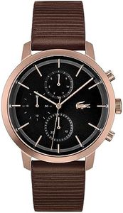 Lacoste Replay Chronograph Leather Round Black Dial Men's Watch