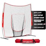 PowerNet 8x8 Practice Net | Huge Baseball Softball Hitting Pitching Net | Great for Teams | Hitting Pitching Batting Fielding Portable Backstop | Non-Tip Weighted Base (Red)