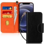 FYY Case for iPhone 12 Max/12 Pro 5G 6.1", [Kickstand Feature] Luxury PU Leather Wallet Case Flip Folio Cover with [Card Slots] and [Note Pockets] for Apple iPhone 12 Max/12 Pro 5G 6.1" Black