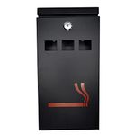 FURNISHED Outdoor Ashtray - Wall Mounted Cigarette Bin Heavy Duty Galvanized Steel Weatherproof Lockable Smoke Ash Tray for Pub Office Restaurant Bar, Black