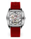 CIGA Design Watch Automatic Mechanical Timepiece Silicone Strap Sapphire Crystal Stainless Steel Dial Unisex Wristwatch (red)