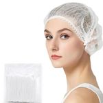 Voarge 100 Pack Disposable Hairnets, Non Woven Hygiene Hair Nets Covers, Elastic Caps for Cooking Salon Beauty Catering Surgical Dust-free - White