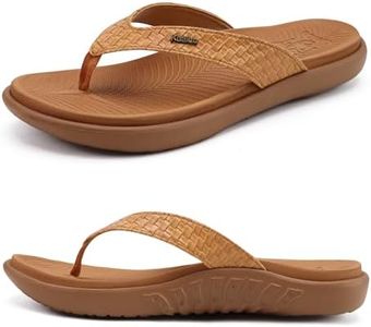 KuaiLu Cachi Infradito Donna Comode Infradito da Spiaggia Sandali Ortopedici con Supporto per Arco Eleganti Sandali in Pelle per l'estate Taglia 41EU