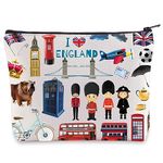 WZMPA England Travel Cosmetic Bag British Vacation Gifts United Kingdom Makeup Zipper Pouch Bag UK Trip Merchandise, England, Cosmetic Bag