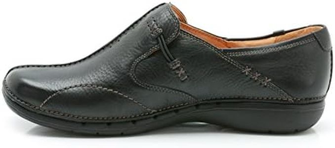 Clarks Womens Un Loop Loafers, Black Leather, 9 UK
