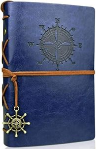 Vintage Leather Journal Travelers Notebook Refillable Journals Refillable Diary Planner Writing Notepad A6 Note Book for Men & Women, No Lines, 7 x 5 inches, 80 Sheets/ 160 Pages(Dark Blue)