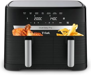 T-fal Dual Easy Fry XL Air Fryer 7-in-1, with 2 Baskets, 8.7 Qt total, Dual Air fryer, Air Fry, Extra Crisp, Roast, Bake, Reheat, Dehydrate, Sync Mode, Dishwasher Safe Baskets, Black & Metal