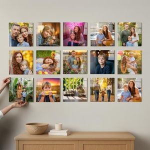 ArtPix 3D Personalized Glass Photo Frame – Magnetic Peel & Stick, No Damage to Wall – Easy to Attach & Remove – Customized Gift – Custom Picture Wall Art Mix Tiles, Photo Print Gift