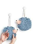 Sophie & Panda Fuzzy Ball Hand Towels (Set of 2) - Dry Your Hands Instantly and conveniently with This Creative Hand Towel Hedgehog Decorative Towels for Bathroom (Pack of 2, Blue)