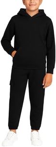 Quad Seven Boys Sweat Suit Set - 2 Piece Soft Fleece Pullover Hoodies and Athletic Cargo Jogger Sweatpants for Boys (5-18), Size 5-6, Black