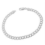 Treasure Bay Mens Women's 925 Sterling Silver Chain Bracelet - 6.2mm Curb Chain Length 18.5cm, 19.5cm, and 21cm (18.5)