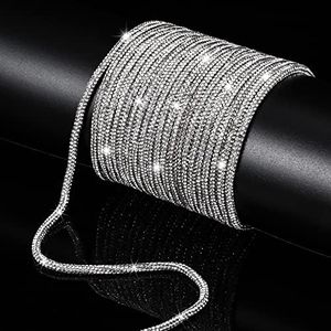 9 Yards Rhinestone Glitter Shoelaces Rhinestone Shoe Laces Glitter Cord Crystal Shiny Round Cords Bling Hoodie Drawstring for DIY Sweatpants Sneakers Hoodies Dress Decorations(White,9 Yards)