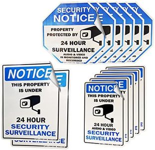 Psyfer® (Fade-Free) 13 Pack - Small Security Camera Audio & Video Outdoor Stickers [Made in USA]