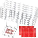 CloudTrip 15 Pcs Large (8 x 8cm) Press On Nail Packaging Storage Box and 60pcs Adhesive Tabs - Acrylic Organizer Case for Artificial Nail for Nail Business Supplies (Clear 15 Pack)