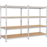 Yaheetech 2pcs Garage Storage Shelves 4-Tire Heavy Duty Shelving Units for Workshop/Home,320kg Per Shelf,112 x 60 x 150cm, Silver