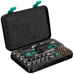 Wera 8100 SA 2 Zyklop 1/4 Metric Ratchet Set 41-Pieces, Torx end, Fixed Square and Hex