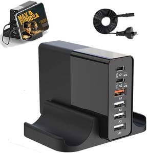 Basecn 6-Port USB Charger Station 80W Fast Charger Adapter Desktop/Travel Charging Hub AU Plug Wall Charger 65W 48W/30W/18W/15W Compatible with Laptops MacBook iPhone Smartphone Tablet Smart Watch