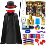 Kids Magic Kit, Magic Trick Set with Magician Costume & Top Hat & Video Instructions for Boys Girls Ages 6-12