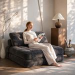 Queen Size Convertible Chair Bed,Convertible Sofa Bed,Foam Couch,Folding Sofa Bed,Human Dog Bed,Includes Cushions, Suitable for Living Room/Bedroom/Guest Room/Dormitory - Grey