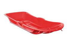 Heavy Duty Snow Sledge Durable Plastic Sled for Kids & Adults, Ideal for Family Bonding Sleigh with Sturdy Rope Snow Sledge Plastic Sledge with rope winter outdoor snow kids toboggan (Red)