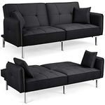 Yaheetech Sofa Bed 3 Seater Sofa Click Clack Sofa Bed Recliner Couch with Adjustable Backrest Modern Fabric Sofas for Living Room, Bedroom, Black