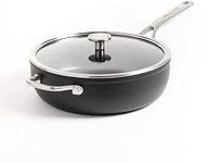 KitchenAid Forged Hardened Non Stick 28 cm/4.6 Litre Sauté Pan with Helper Handle and Lid, Induction, Oven Safe, Black