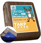 STARPYNG-7 Mil Brown/Blue 10x12 Feet Tarp-Multifunctional Waterproof Tarpaulin-Waterproof, UV Resistant, Rip and Tear Resistant, Poly Tarpaulin with Reinforced Edges for Cover