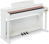 AODSK 88 Key Digital Piano,Weighted Hammer Action Digital Piano with Full-Size Weighted Keys,Triple Pedal,Beginner Bundle with Furniture Stand,Slide Key Cover(White)