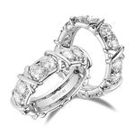 DovEggs 1.4CTW Total GHI 3mm Cut Moissanite Lab Created Diamond Engagement Ring Full Eternity Wedding Band Sterling Silver for Women with 5.4mm Width(7))