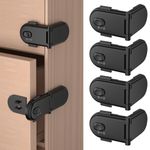 REDTRON Child Safety Cabinet Locks, Baby Proof Cupboard Locks with 3M Adhesive, Child Locks with No Trapped Fingers, No Tools Needed, Easy Installation(4 Pack, Black)