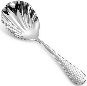 KEAWELL Premium 8.5" Hammered Vegetable Spoon – 18/10 Stainless Steel – Exquisite Blend of Elegance and Functionality – Dishwasher Safe