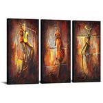 sechars Abstract Music Wall Art Jazz Painting Picture Play Saxophone Trumpet Poster Prints Vintage Night Club Pub Bar Decor Ready to Hang (Medium)