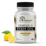 La Nature’s Omega-3 Fish Oil 1000mg with 180 mg EPA and 120 mg DHA for Men and Women 60 Soft gel Capsules Lemon Flavour