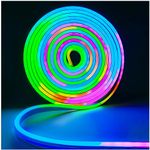 Tesfish 12V WS2811 Neon LED Strip Lights, RGB LED Pixel Strip 5 Meters Flexible IP65 Waterproof LED Tape Full Color Individually Addressable Smart LED Light Strip for DIY Advertising Decoration