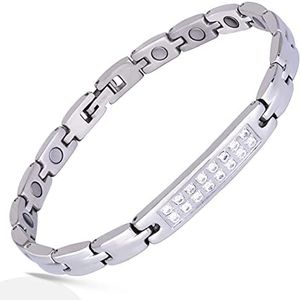 Smarter LifeStyle Sparkling Womens Czech Crystal Titanium Magnetic Therapy Bracelet Pain Relief For Arthritis And Carpal Tunnel Bracelet: 7.8 Inches (20cm) Silver