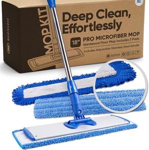 18" Professional Microfiber Mop - Hardwood Floor Mop - Dry & Wet Mop for Wood, Laminate, Tile, Vinyl Floors | Washable Pads | Wet & Dust Mopping | Adjustable Handle