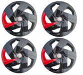 AutoMoto Sporty Type Black Red Colour 16-Inch Press Fit Type with Metal Rings Wheel Cover for Nissan Terrano All Models (Set of 4 Pieces)