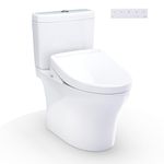 TOTO® WASHLET+® Aquia IV Two-Piece Elongated Dual Flush 1.28 and 0.9 GPF Toilet and WASHLET S5 Bidet Seat, Cotton White - MW4463446CEMGN#01