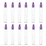 Hunky Dory 12pcs 10ml Purple Transparent Empty Glass Pen Spray Bottle Refillable Bottle Sanitizer, Perfume, Attar, Lotion, Moisture, Oil, Costemic Use (Pack of 12, Silver)