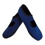 NuFoot Mary Janes Women's Shoes, Best Foldable & Flexible Flats, Slipper Socks, Travel Slippers & Exercise Shoes, Dance Shoes, Yoga Socks, House Shoes, Indoor Slippers, Navy, Medium